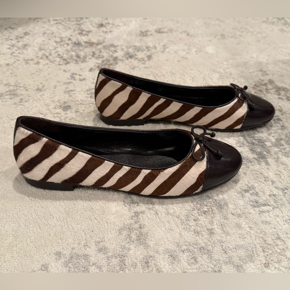 NEW Tory Burch Toe- Cap Zebra Coco Ballet Flats 7M - Picture 2 of 8
